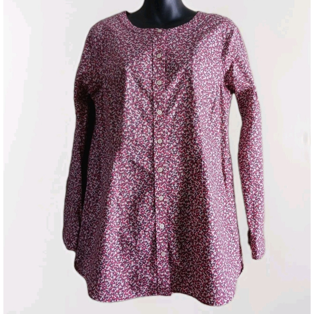 Duluth Trading Tunic Top Womens Small White Floral Pockets